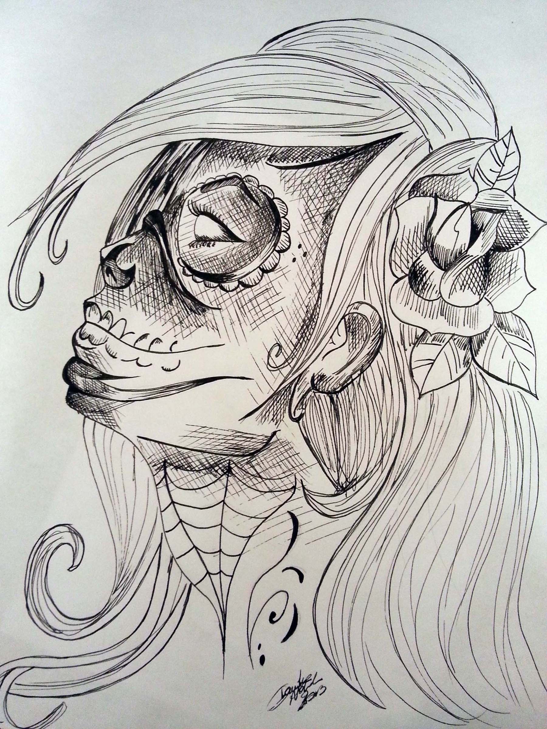 Sugar skull - stilografica su carta a4