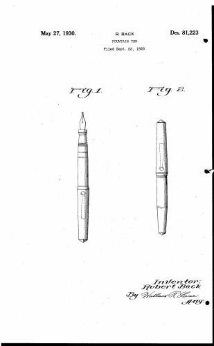 4. EVERSHARP Equi-poised n.3. Patent-US-D081223 by R. BACK (dal Wiki).jpg