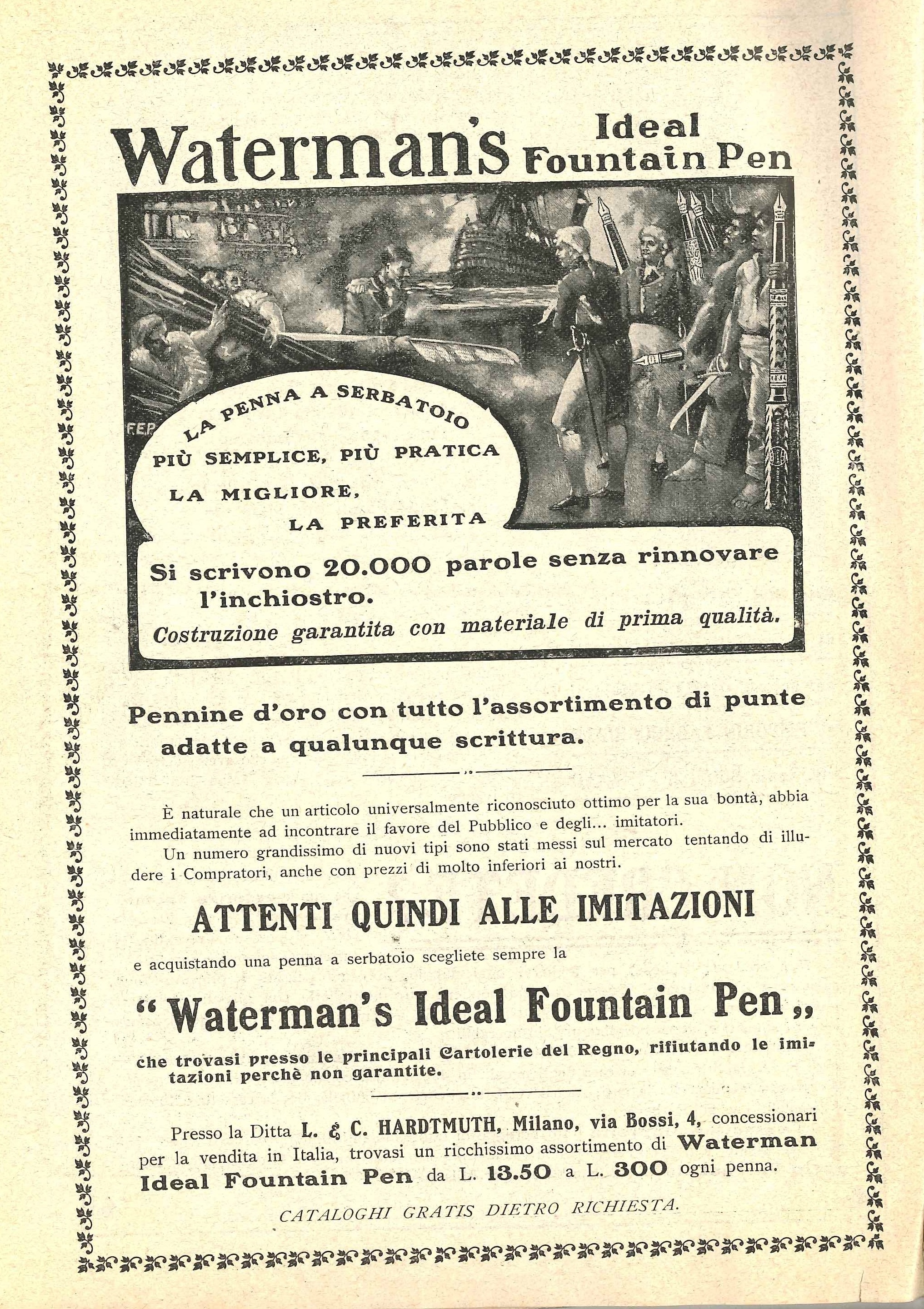 WATERMAN'S IDEAL - LA LETTURA - Rivista Mensile del Corriere della Sera - ANNO VIII - N.11 - Novembre 1908.jpg