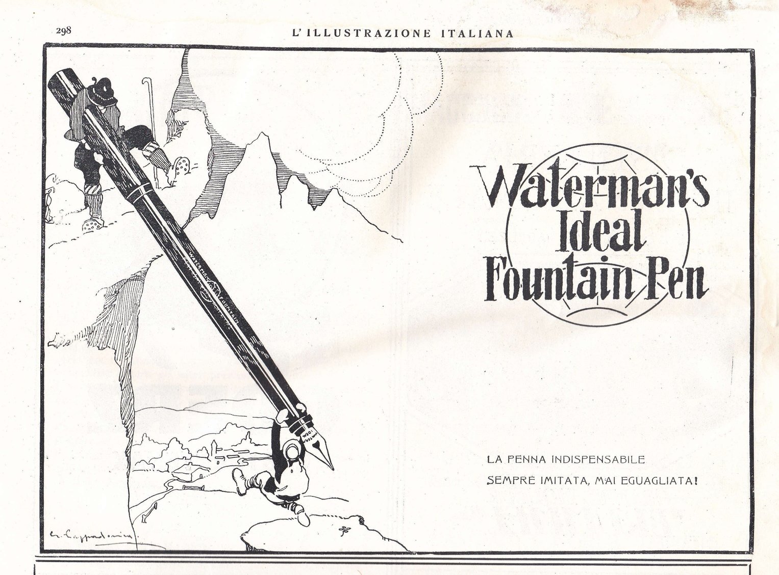 10. WATERMAN - modello x - L'Illustrazione Italiana - Anno XLIX. N.11 - 1922-03-12 - pag.298 -Alpinismo.jpg