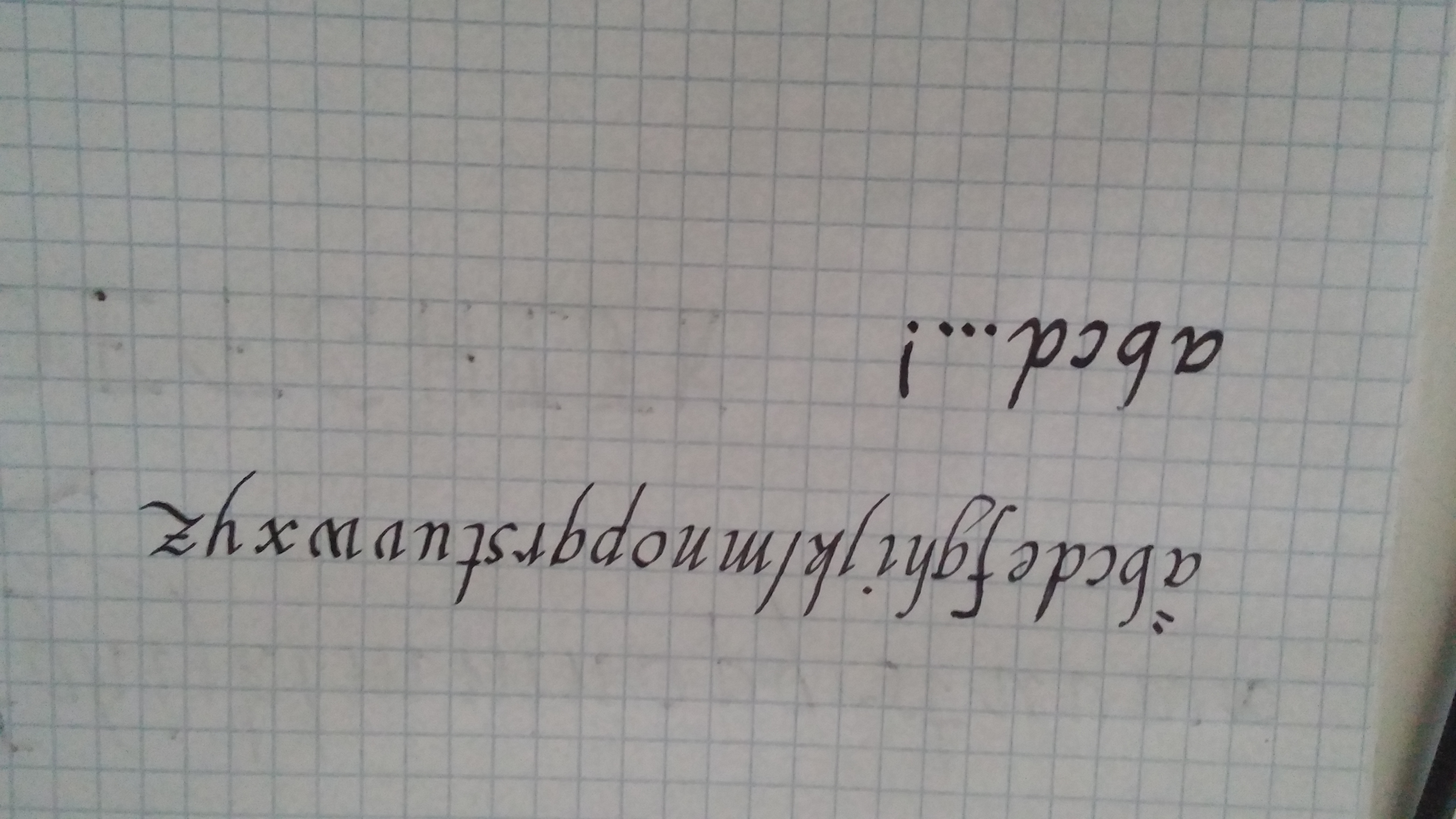 Sopra scrittura con pennino al contrario. <br />Sotto il pennino nel verso giusto.<br /><br />P.s.:non sono riuscito a girare la foto.