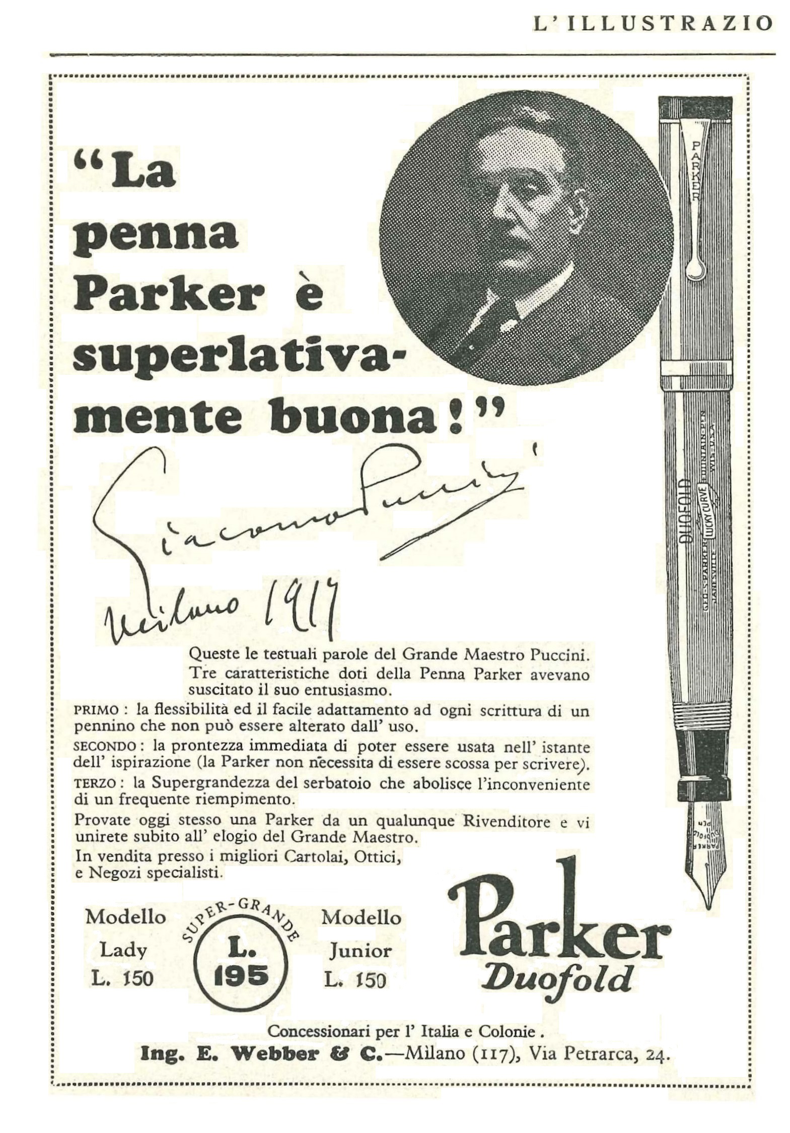 1. PARKER - Duofold PUCCINI - 1927-10-16. L'Illustrazione Italiana - Anno LIV - N.42, pag.III - Copia.jpg