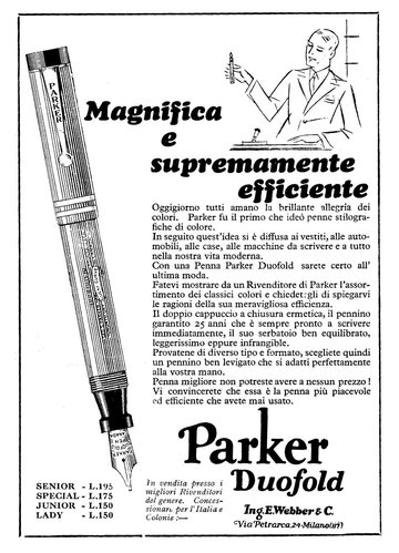 8. PARKER - Duofold - 1929-04-21. L'Illustrazione Italiana - Anno LVI - N.16, pag.600.jpg
