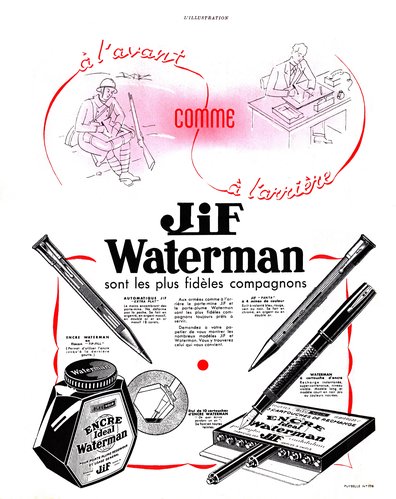 WATERMAN - 32V glass cartridge. 1940-06-08. L'Illustration, N.5075 - pagina quarta di copertina