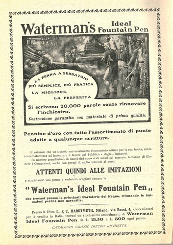 WATERMAN'S IDEAL - 1908-11.  LA LETTURA - Rivista Mensile del Corriere della Sera - ANNO VIII - N.11 - Novembre 1908