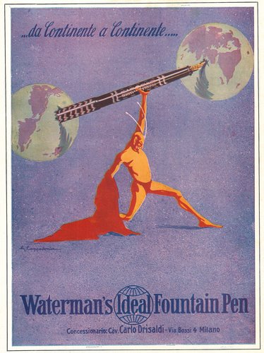 WATERMAN IDEAL FOUNTAIN PEN - 1920 - by Giuseppe CAPPADONIA - L'ILLUSTRAZIONE ITALIANA - 1920-02