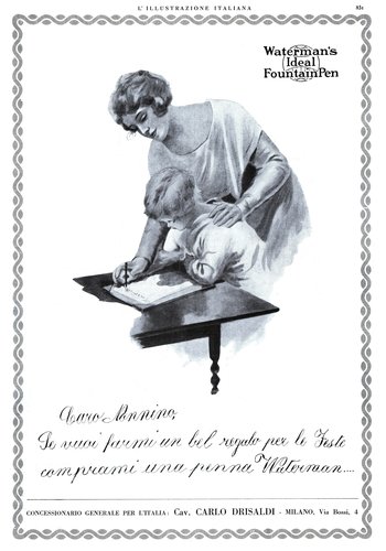 WATERMAN - generica marca - 1924-12-28. L'Illustrazione Italiana, Anno LI - N.52, pag.831