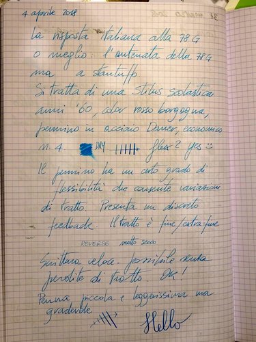 Prova di scrittura con inchiostro Waterman Blue des Mers du Sud