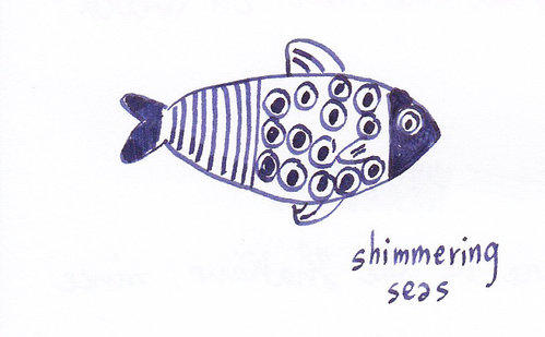 Diamine Shimmertastic 001 Shimmering Seas doodle Fish 01.jpg