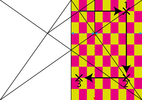 Dall'intersezione trovata precedentemente si tracciano le linee per definire il rettangolo interno.