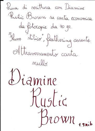 Diamine Rustic Brown 2.jpg (251.43 KiB) Visto 2487 volte Prova su carta da fotocopie economia, 75 gr.