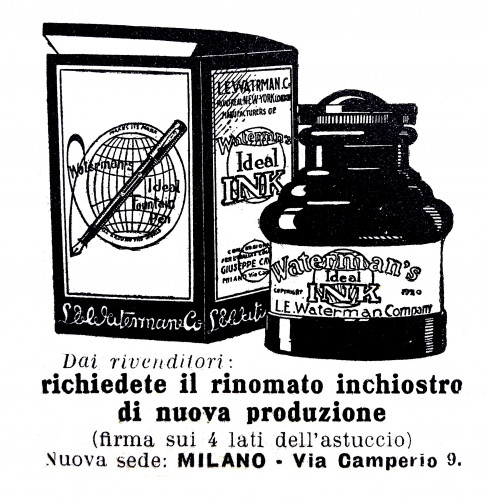 1. WATERMAN – INK - 1933-11-12. La Domenica del Corriere. Anno XXXV n.46, pag.7.jpg (1.39 MiB) Visto 5142 volte WATERMAN – INK – 1933.11.12. La Domenica del Corriere. Anno XXXV n.46, pag.7