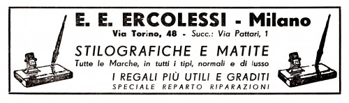 6. ERCOLESSI - Generica Marca. 1935.12.08. Radiocorriere. Settimanale dell'EIAR pag.28.jpg (674.16 KiB) Visto 5323 volte ERCOLESSI - Generica Marca. 1935.12.08. Radiocorriere. Settimanale dell'EIAR pag.28
