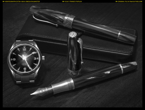 Montegrappa Extra 1930 & Omega Railmaster B&W ©FP.jpg