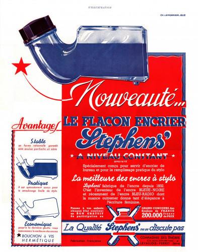 STEPHENS' - Ink. 1938-10-08.  L'Illustration. Anno 96, n.4988, (pag.V)