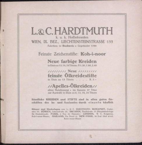 1913 - Filiali L&amp;C Hardtmuth: c'è la corrispondenza della maggior parte degli indirizzi, compreso quello parigino