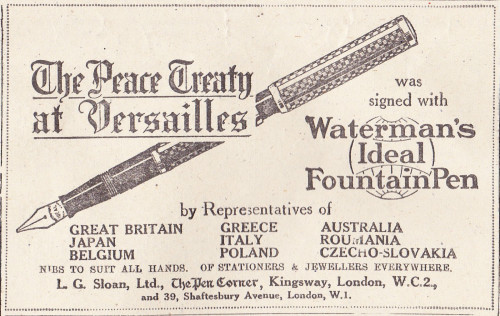 1919 - Pubblicità Waterman