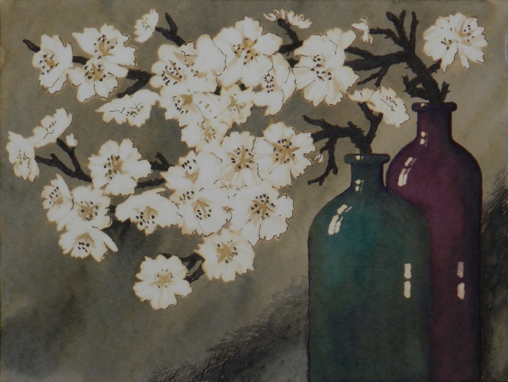IPO: la decolorazione del fondo per dipingere i fiori, i riflessi dei vasi.