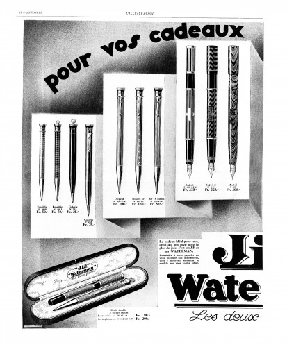 WATERMAN - 442 half, 644, 45; JiF pencils. 1928.11.24 L'Illustration, pag. SINISTRA.jpg