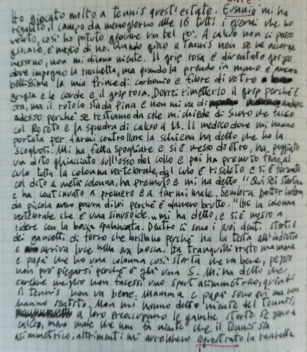 Come prova di scrittura ho scelto una pagina &quot;al naturale&quot;, scritta con l'attenzione tutta rivolta al contenuto.