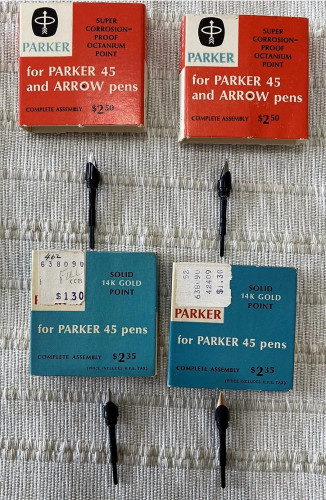 Parker 45 - spare nibs and boxes.jpg