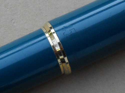 Parker 45 De Luxe - teal blue - pre 1970 - 45 engraving.JPG