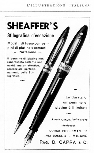 SHEAFFER – 1933.10.29 – Stilografica e Portamine Balance Autograph – L’Illustrazione Italiana – Anno LX, N. 44, pag. 658