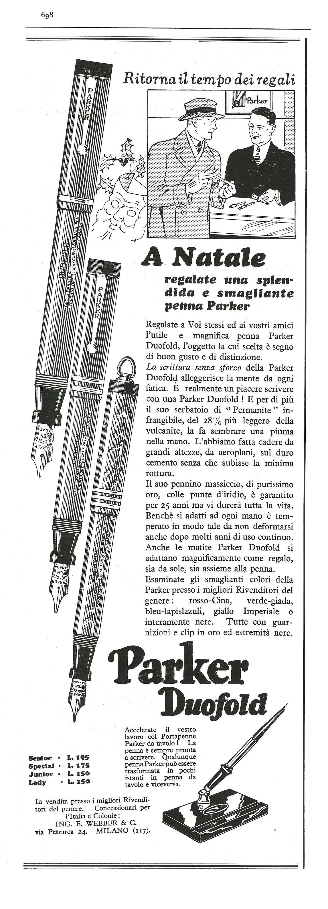 12. PARKER - Duofold Sr., Jr., Lady - 1928-12-23. L'Illustrazione Italiana - Anno LV - N.52, pag.698..jpg