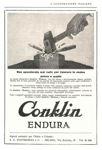 15. CONKLIN - Endura - 1930-03-09. L'Illustrazione Italiana - Anno LVII - N.10, pag.378..jpg (809.59 KiB) Visto 6387 volte CONKLIN - Endura - 1930-03-09. L'Illustrazione Italiana - Anno LVII - N.10, pag.378