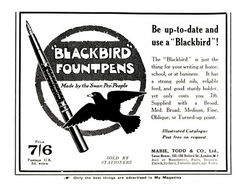 BLACKBIRD - 1921 - Eyedropper filler model. Pubblicata sulla rivista My Magazine.jpg