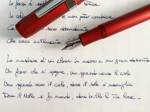 prova di scrittura con inchiostro Diamine Denim (ottimo!) perdonate l'orrida grafia