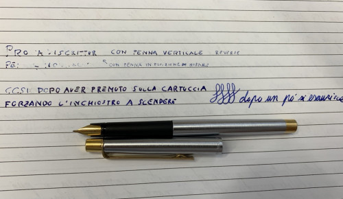 Prova di scrittura prima e dopo aver spremuto la cartuccia